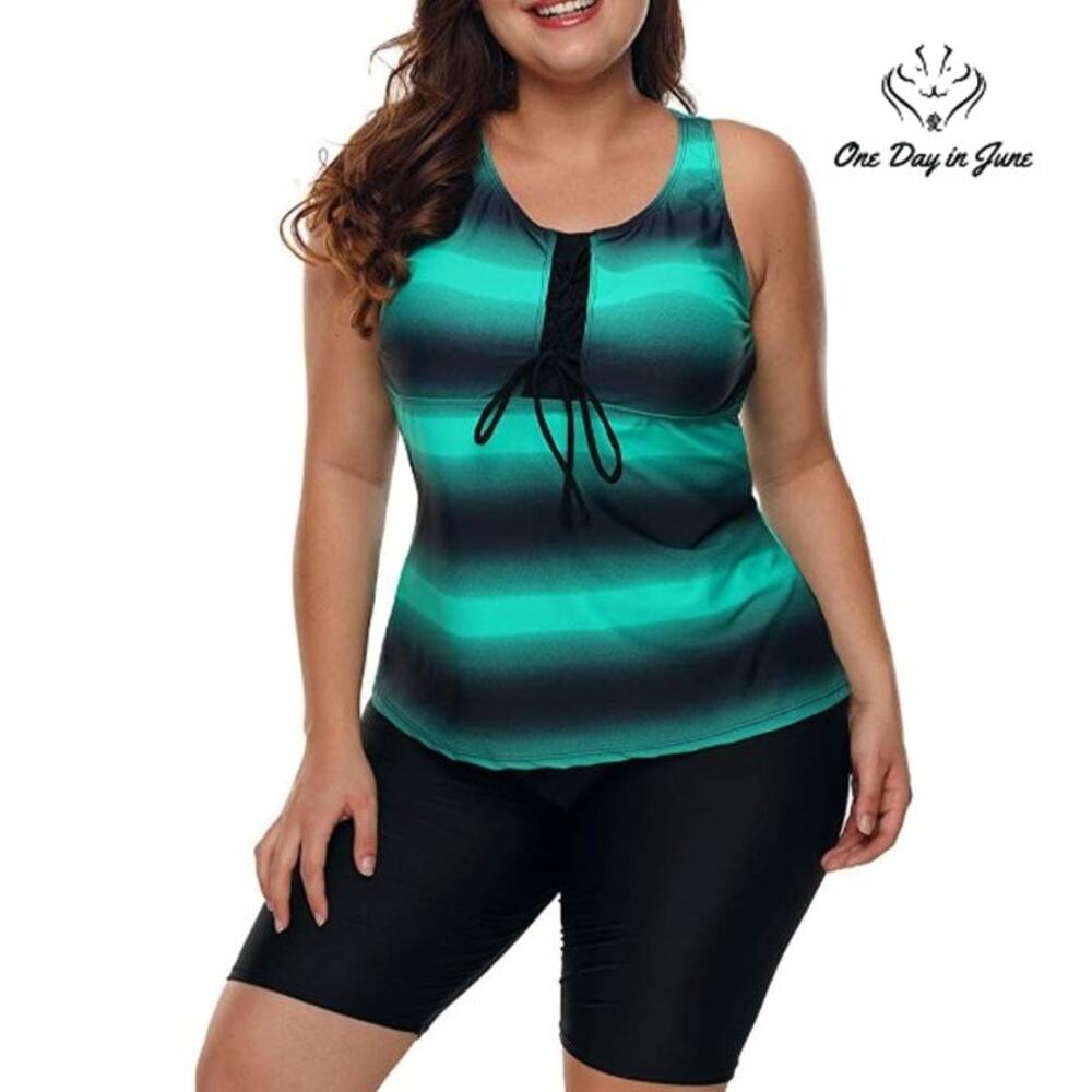 Lalagen Color Block Tankini Swimsuit Size S